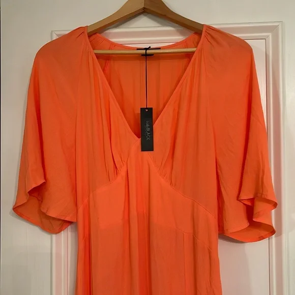 Never Worn Bobi Black La Maxi Dress with Slit in Coral Color Size Large | Color: Black | Size: L | Avalcho's Closet